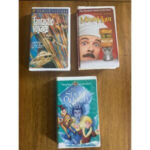 Lot of 3 VHS Movies Mouse Hunt Fantastic Voyage The Snow Queen Clamshell
